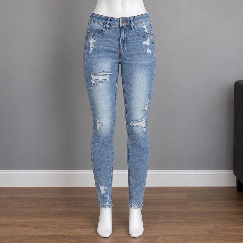 American Eagle Dream Jean Women’s 4 Regular Light Wash Distressed Skinny Y2K